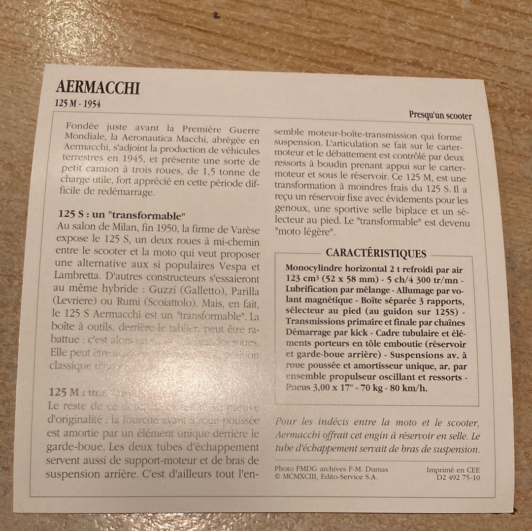 TEST - carte collection moto : Aermacchi Harley Davidson 125 M 1954 Atlas