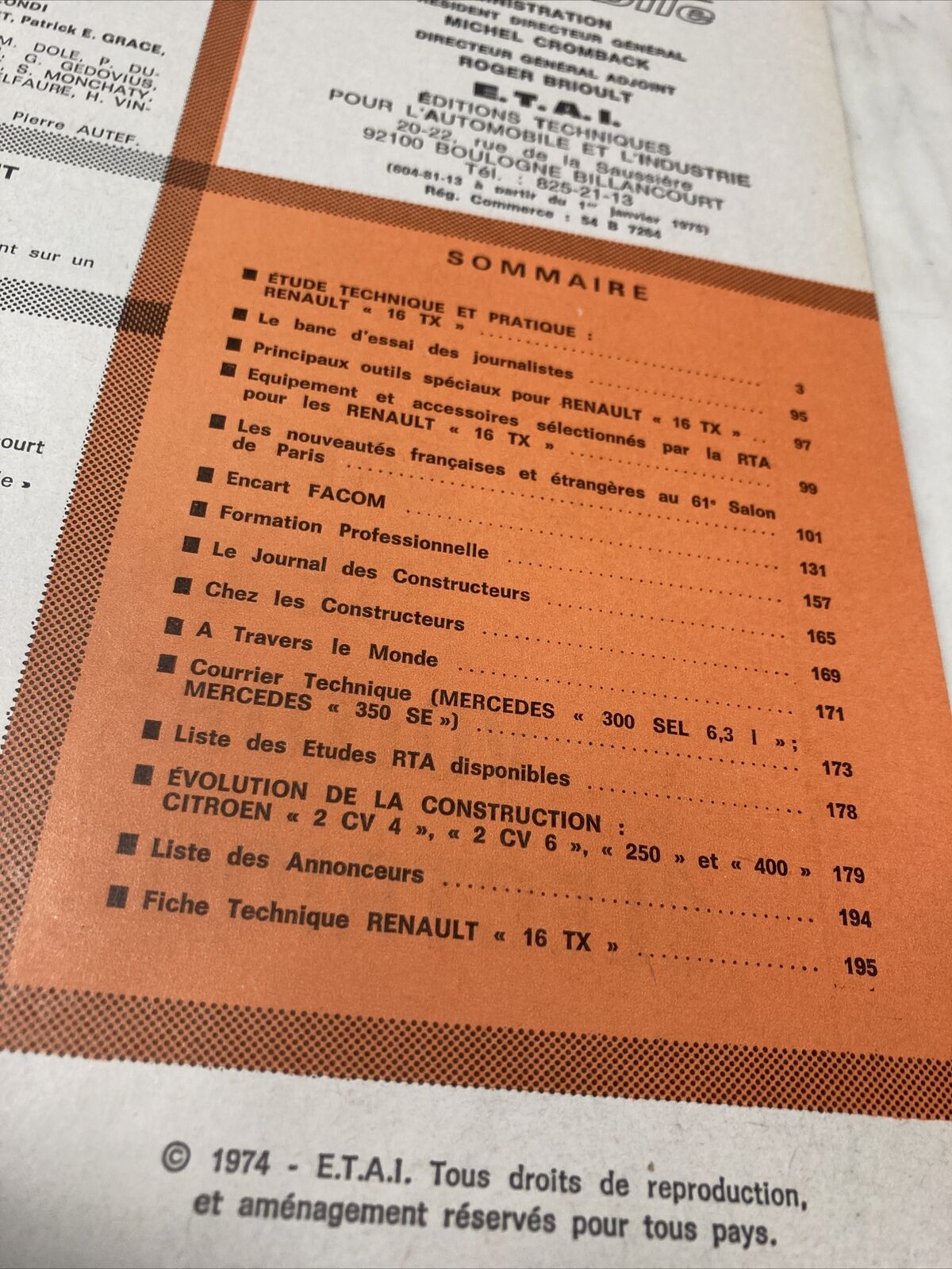 TEST - Renault 16 TX R16TX R16 RTA ETAI + salon auto 1974
